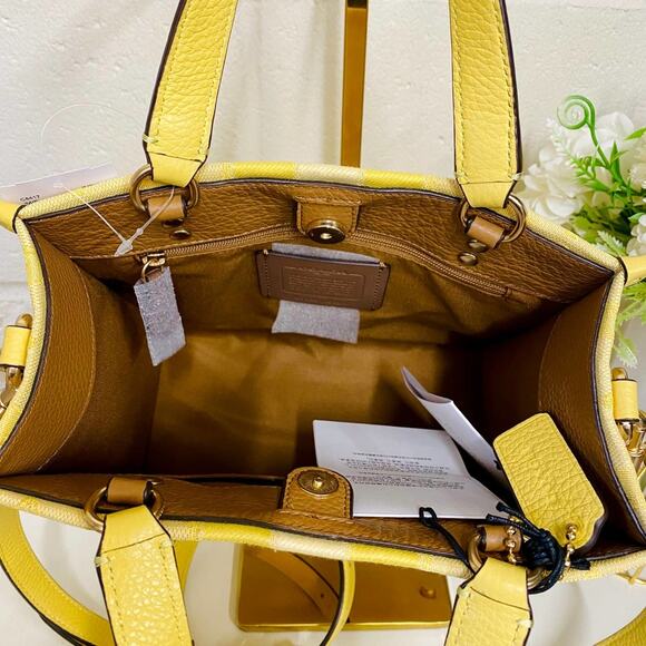Coach C8417 Dempsey Tote 22 In Signature Jacquard In Gold/Retro Yellow Multi - Picture 6 of 10